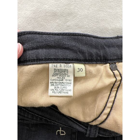 Rag & Bone Skinny Dark Gray Soft Rock Mid Rise Jeans Distressed 30 Y2K - Picture 6 of 8